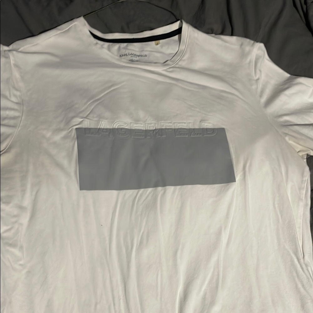 Karl Lagerfeld White T-Shirt with Grey Logo